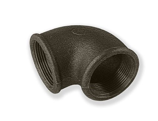 ½ - 2.½" Black Malleable Iron Male/Female 90° Bend Fitting
